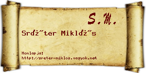 Sréter Miklós névjegykártya